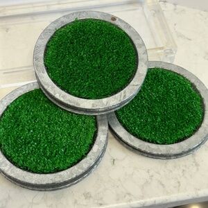 Pottery Barn Game Plan Grass Turf Coasters Set of 8